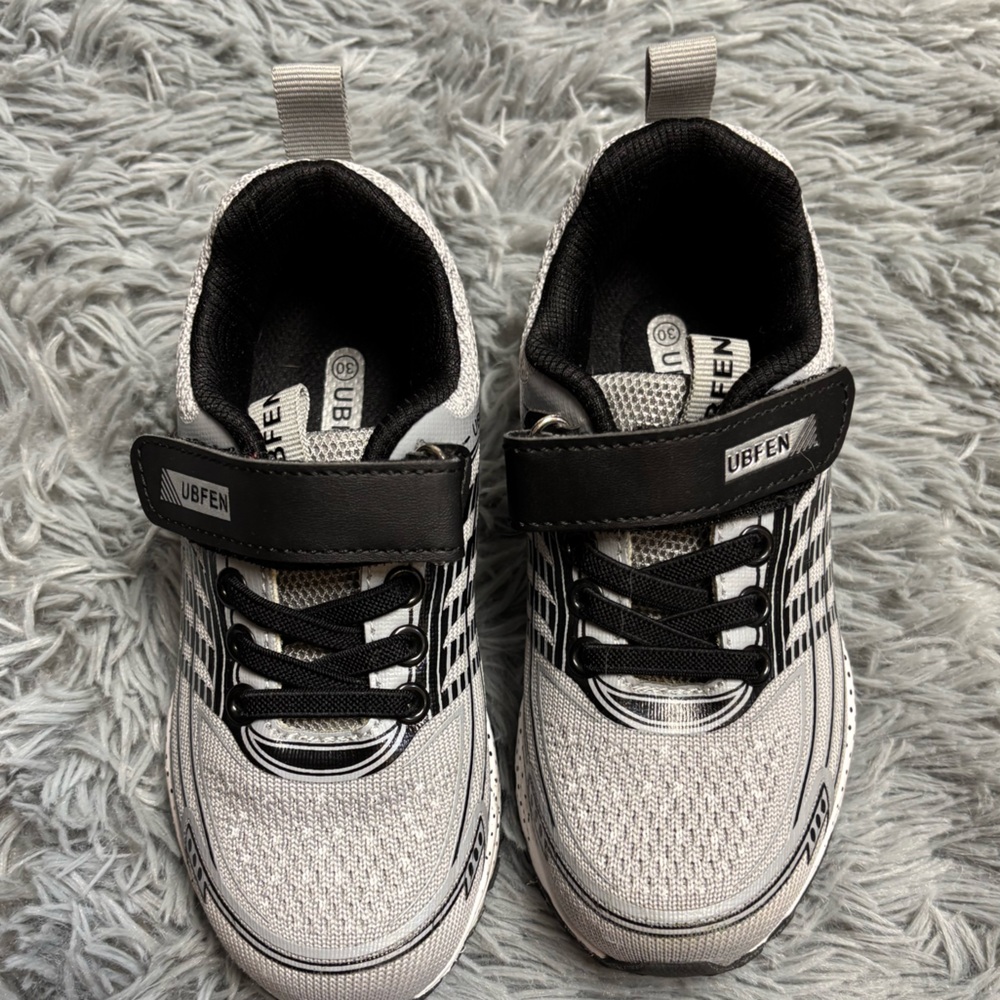Kids Black and Gray Velcro Sneakers